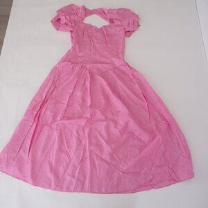 Vintage Bridal Originals Pink Bridesmaid 80's Prom Midi Short Sleeve Dress 10